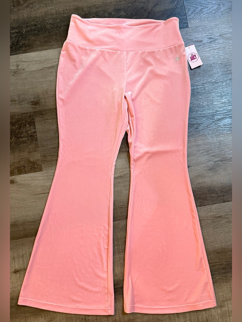 Juicy by Juicy Corture 🆕🆕🆕 Flamingo 🦩 Pink Velour Flair Pants Size XL